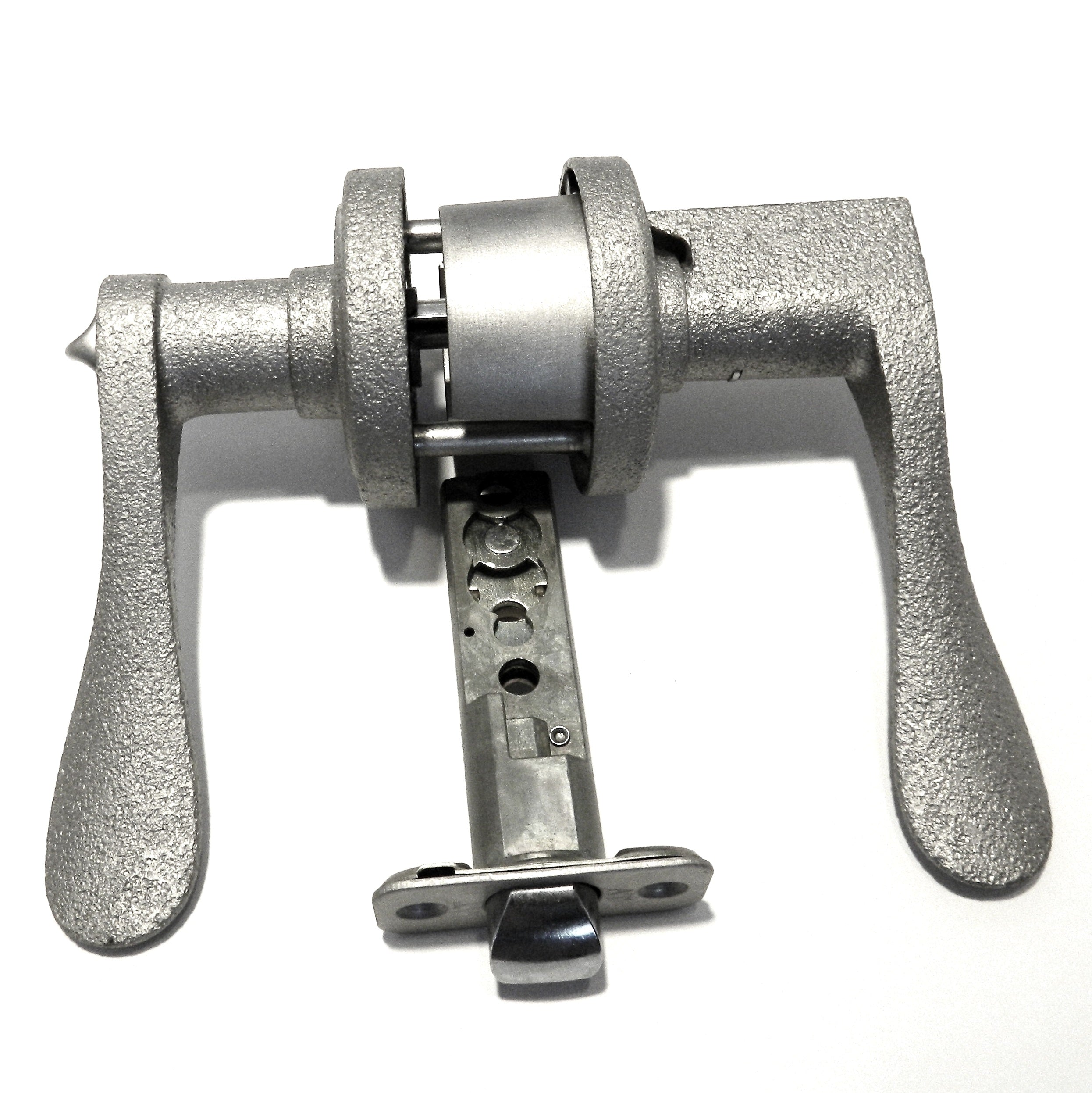 Manija de entrada con palanca de puerta con cerradura L57511SATLT, cromo satinado rústico (plateado)