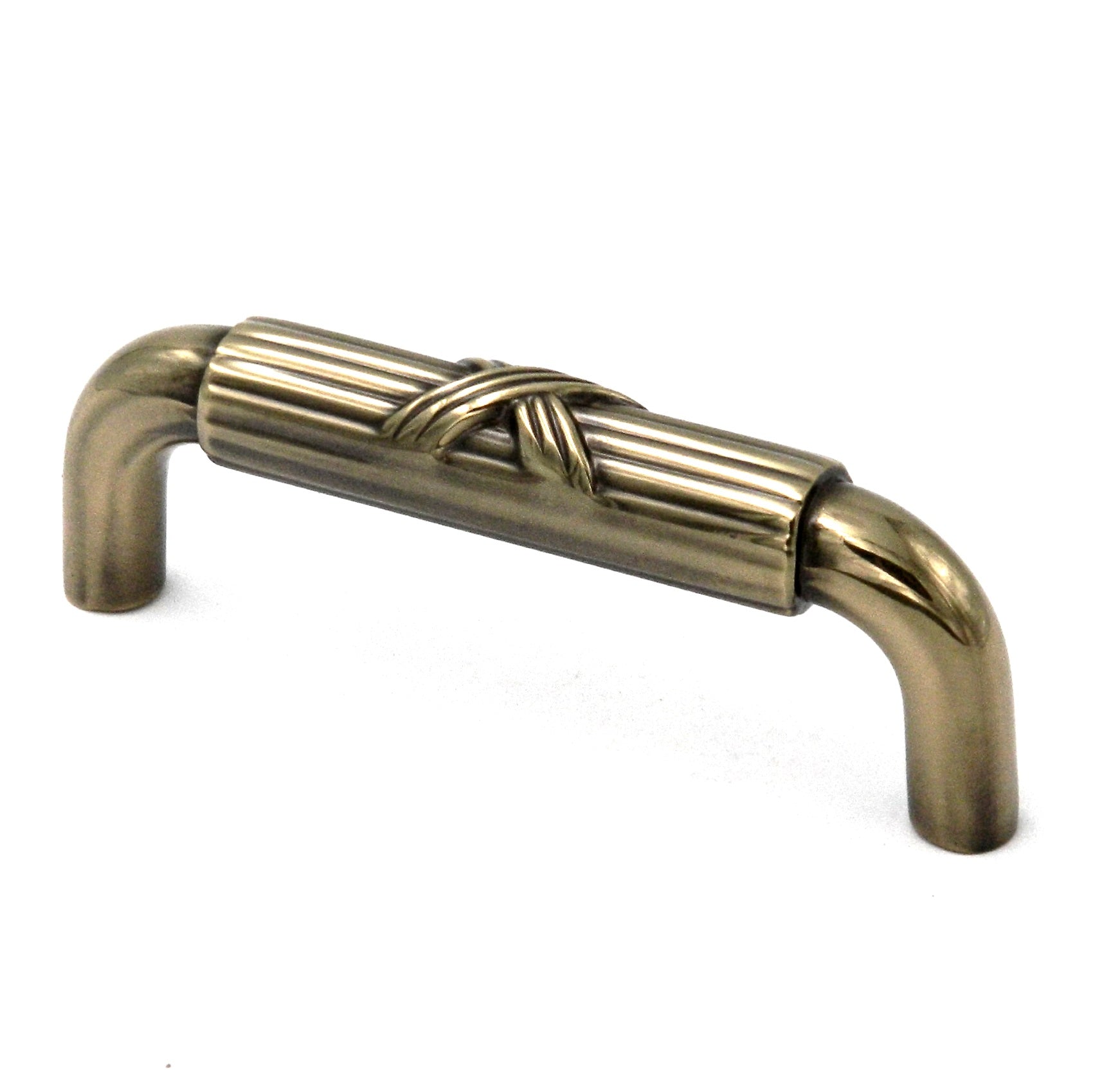 Belwith Keeler Ribbon & Reed M107 Sherwood Latón antiguo 3"cc Tirador de mango de latón macizo