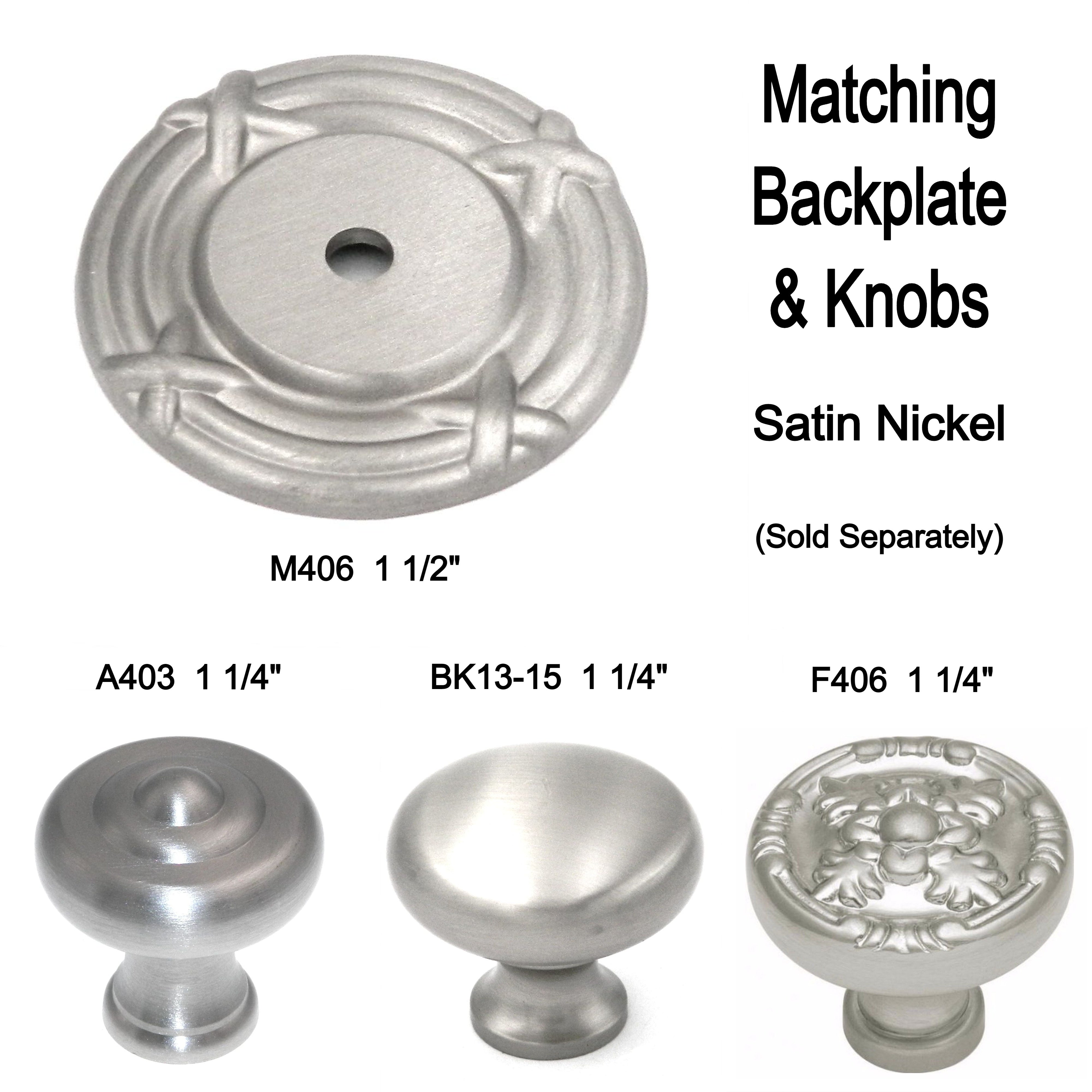 10 Pack Belwith Satin Nickel 1 1/2" Solid Brass Cabinet Knob Backplate M406