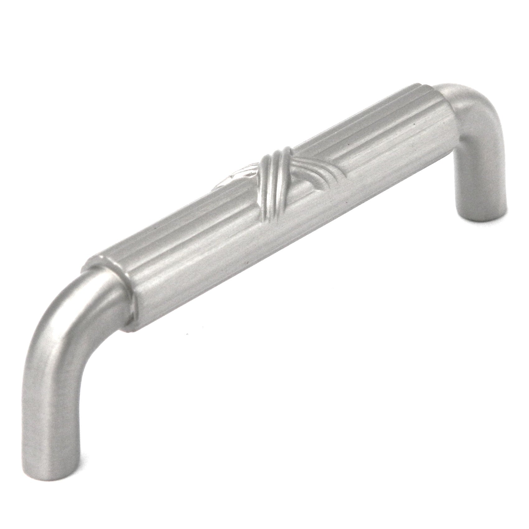 Belwith Keeler Ribbon & Reed M408 Níquel satinado 3 3/4" (96 mm) cc Tirador de manija de latón macizo