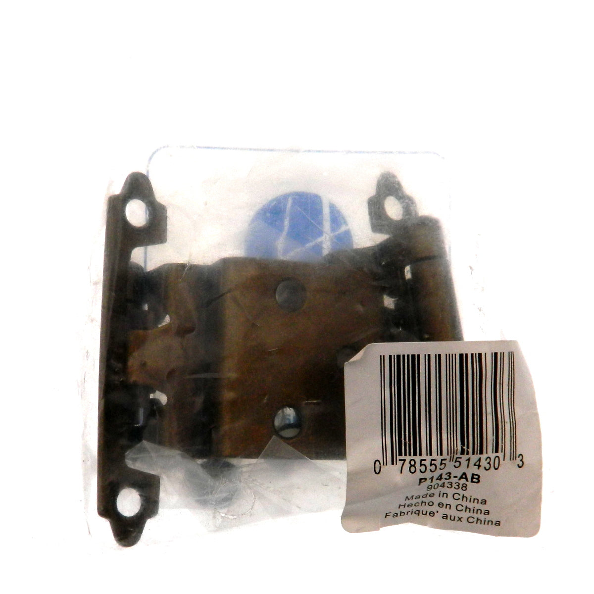 Paquete de 12 bisagras de gabinete con cierre automático empotradas de latón antiguo de nogal P143-AB-6 de 3/8"