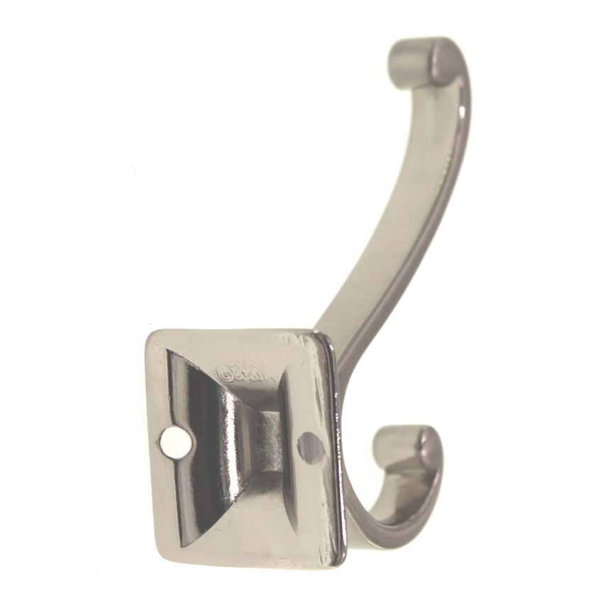 Hickory Hardware Double Utility Swirl Coat Hook Satin Nickel P25024SN