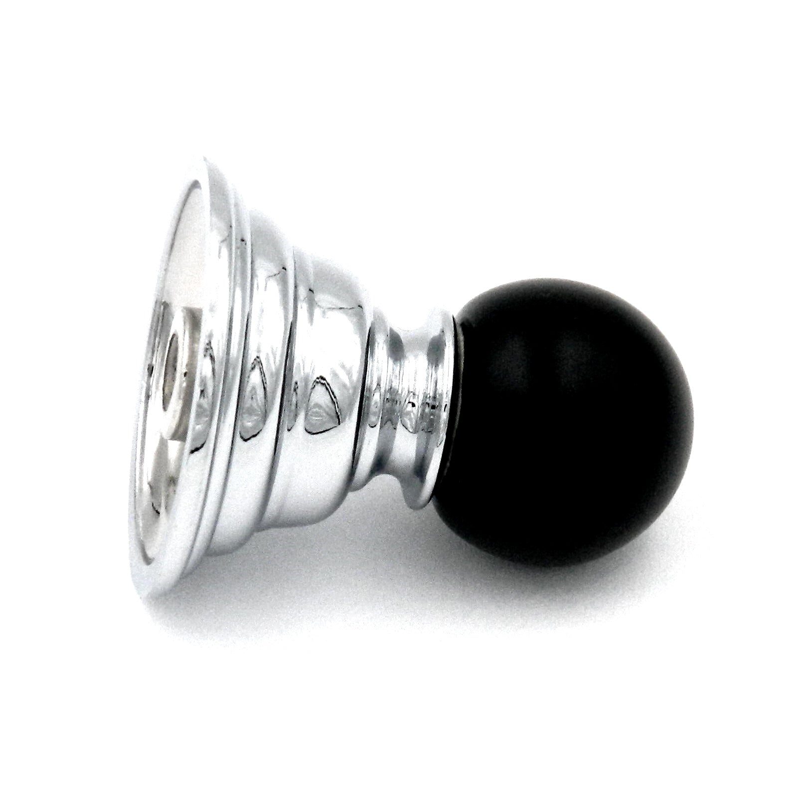 Hickory Hardware Gaslight P3411-CHB Perilla cromada para gabinete, base de 1 1/4 pulgadas y parte superior de bola negra