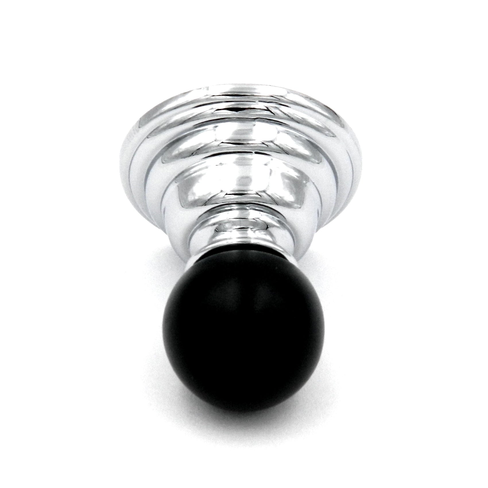 Hickory Hardware Gaslight P3411-CHB Perilla cromada para gabinete, base de 1 1/4 pulgadas y parte superior de bola negra