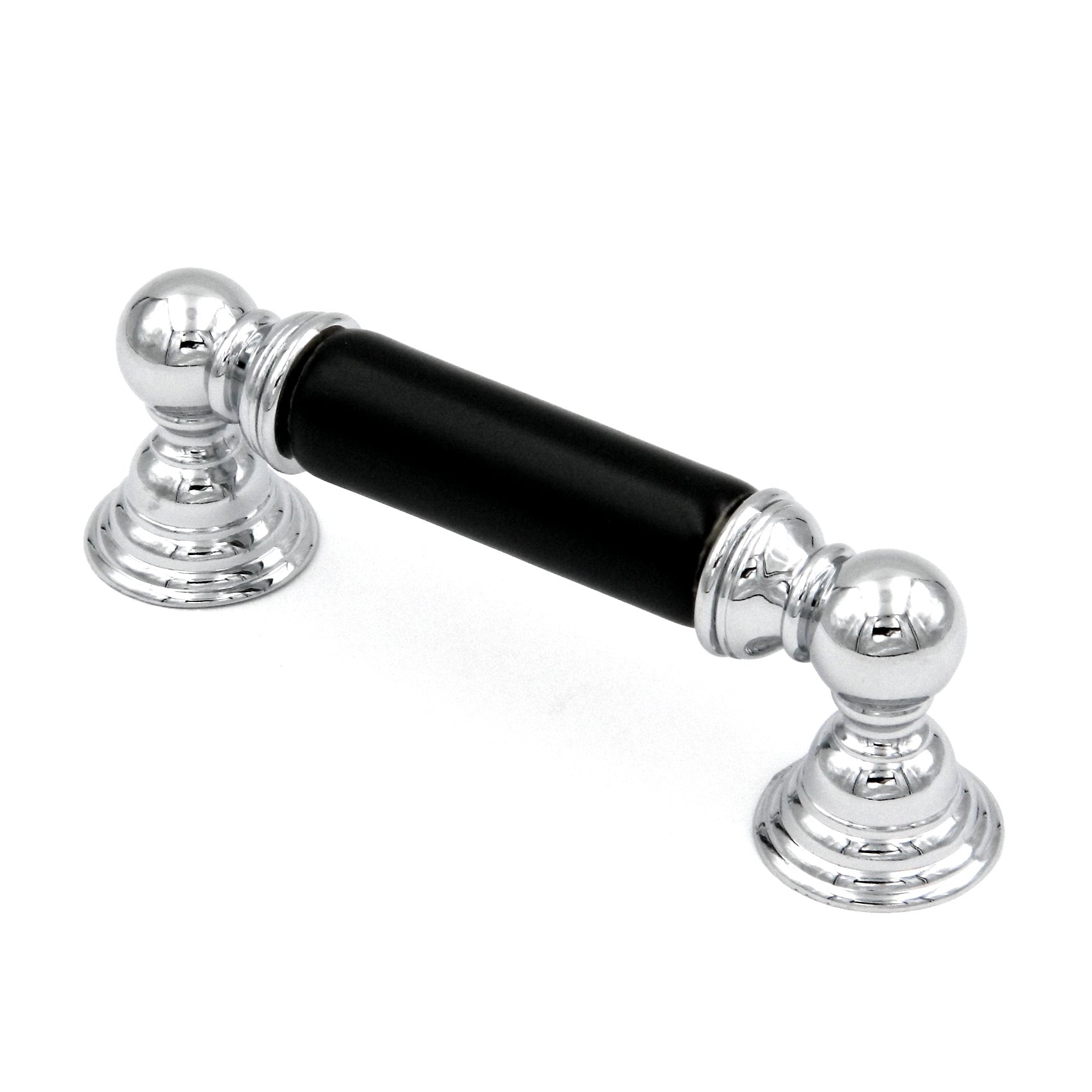 Hickory Hardware P3412-CHB - Tirador para gabinete de luz de gas, cromado y negro, 3.0 in
