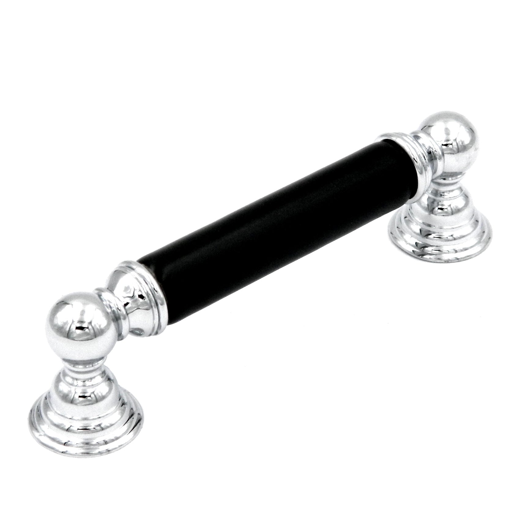 Hickory Hardware Gaslight Chrome and Black Cabinet 3 3/4", 96mmcc Handle Pull P3413-CHB