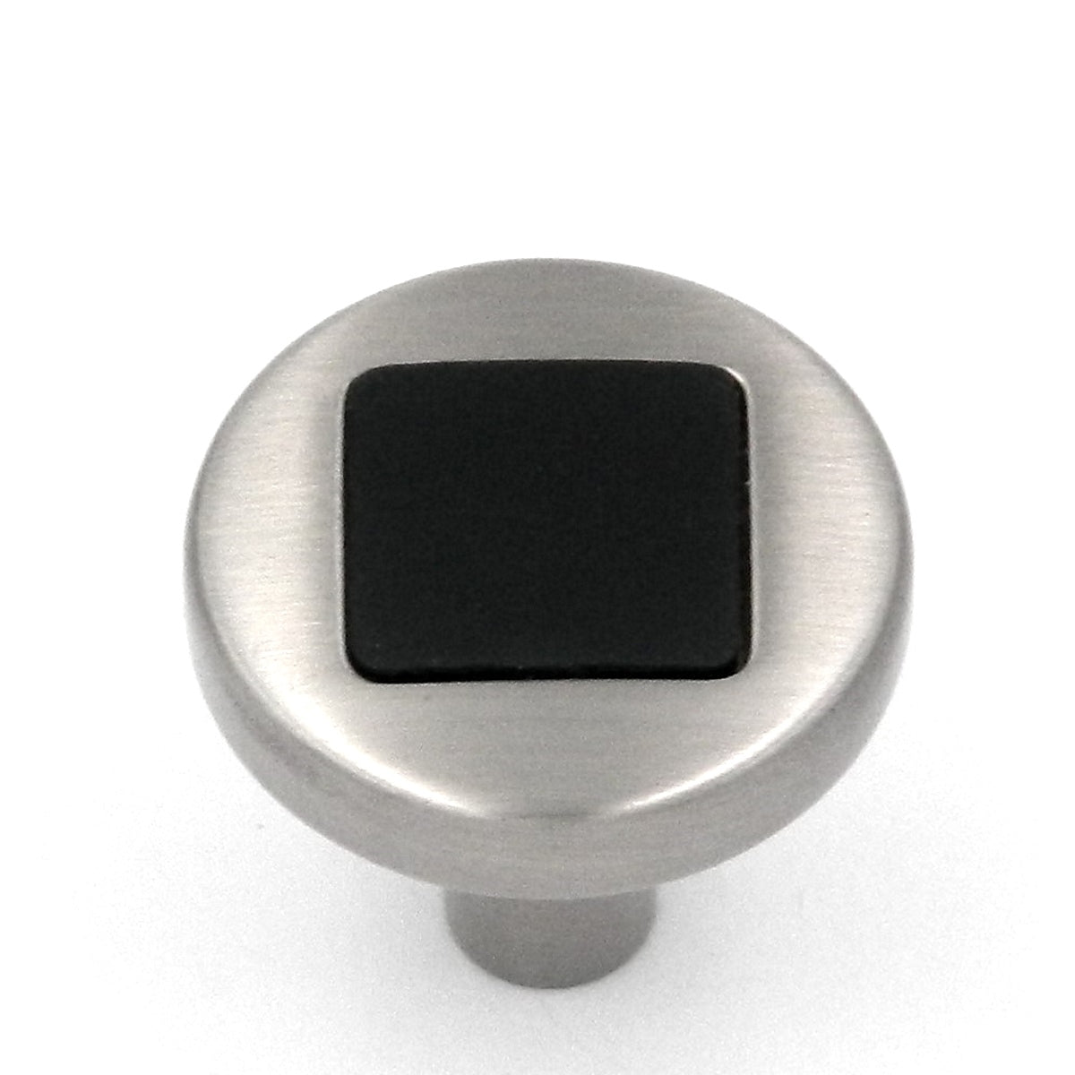 Hickory Hardware Loft 1" Satin Nickel and Black Round Smooth Cabinet Knob P3440-SNB