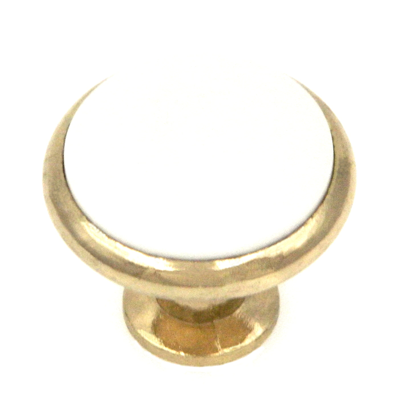 Hickory Hardware Tranquility - Pomo redondo de porcelana blanca y latón pulido de 1 3/8 pulgadas para gabinete de porcelana P427-W