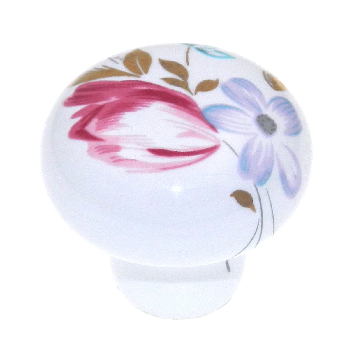 Hickory Hardware English Acogedor blanco redondo flores 1 3/8" perilla de gabinete de porcelana P635-FD