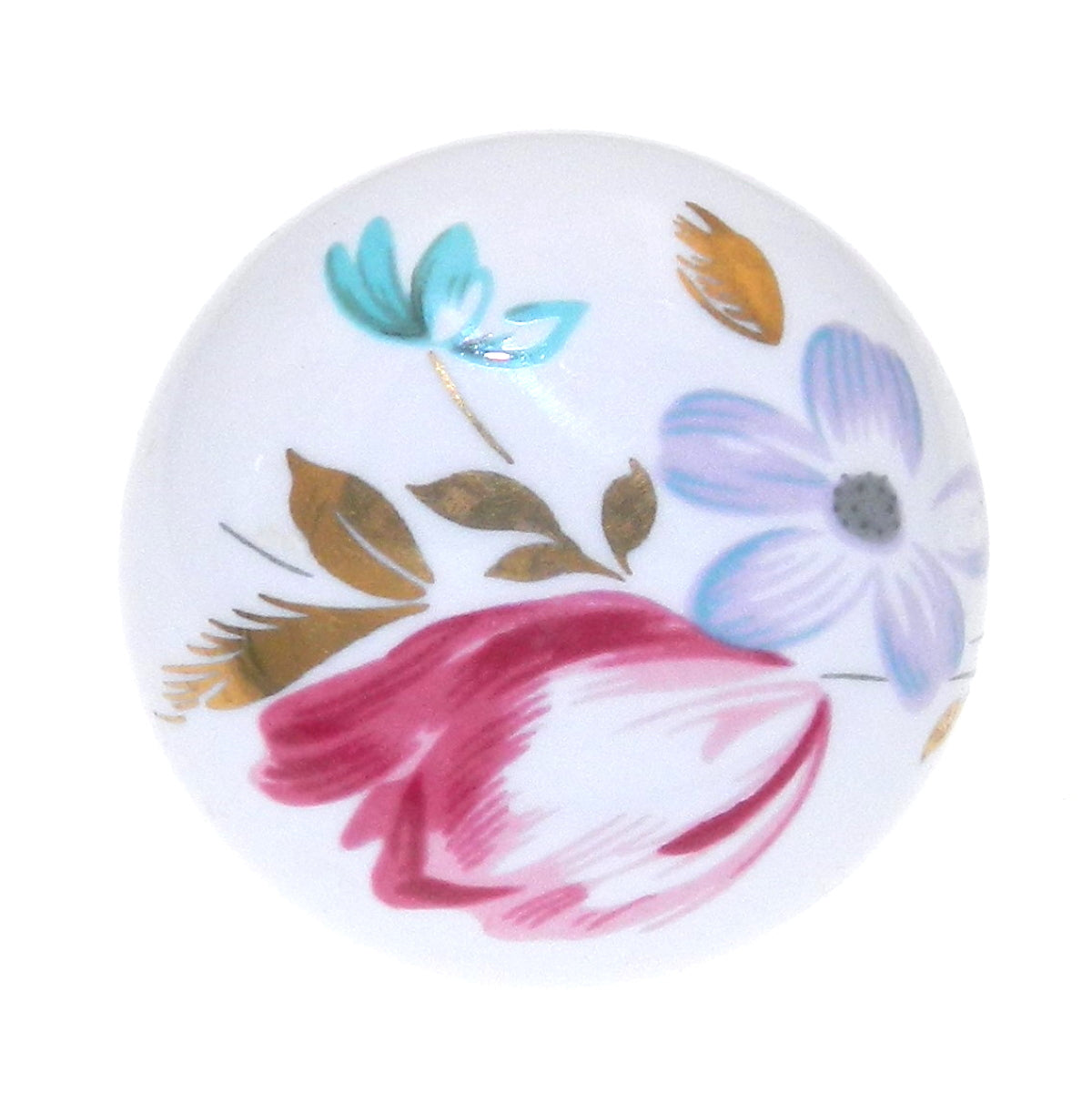 Hickory Hardware English Acogedor blanco redondo flores 1 3/8" perilla de gabinete de porcelana P635-FD
