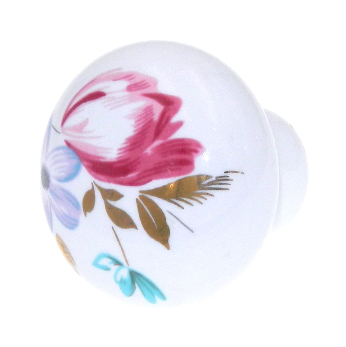 Hickory Hardware English Acogedor blanco redondo flores 1 3/8" perilla de gabinete de porcelana P635-FD