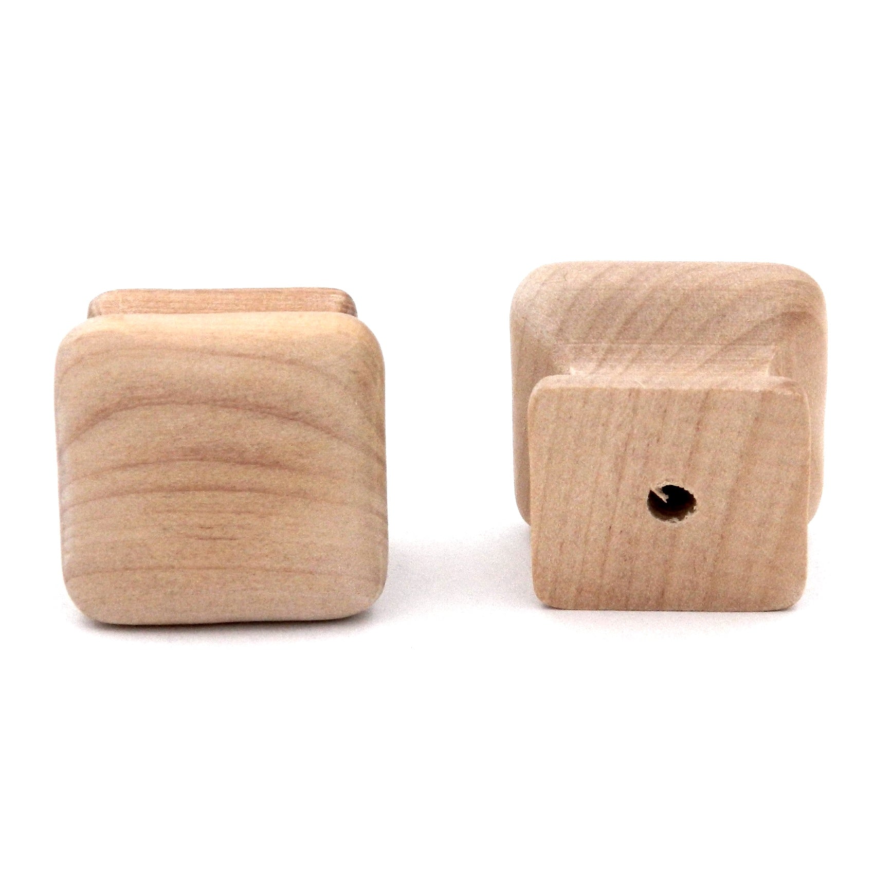 Juego de 2 pomos cuadrados de madera sin terminar de Hickory Hardware Woodcraft de 1 1/4 pulgadas P681-UW