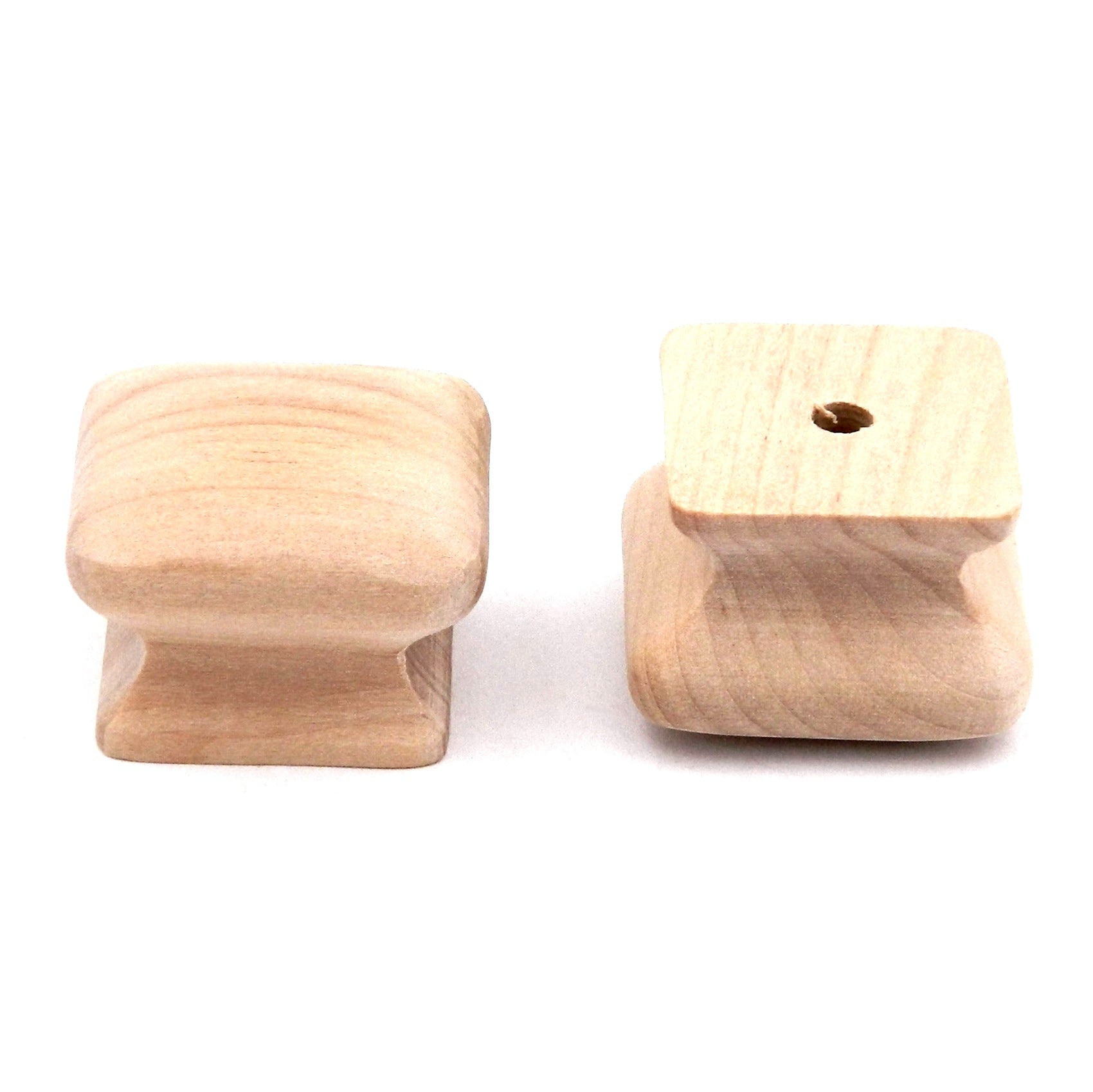 Juego de 2 pomos cuadrados de madera sin terminar de Hickory Hardware Woodcraft de 1 1/4 pulgadas P681-UW