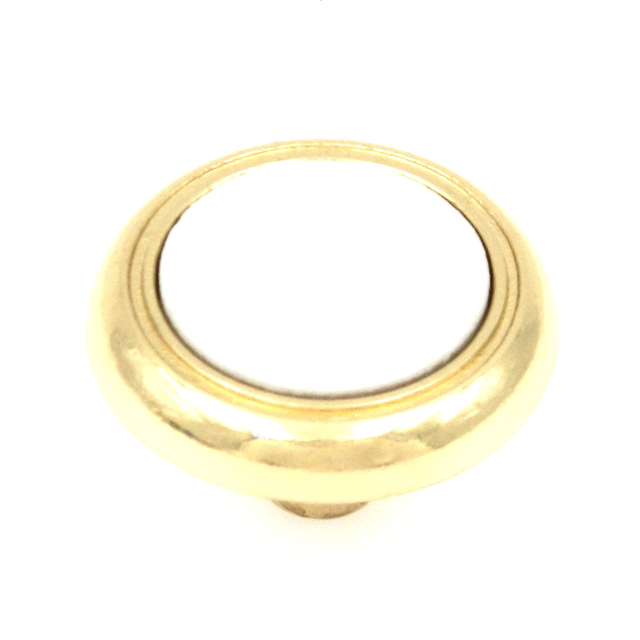 Hickory Hardware Tranquility - Pomo redondo de porcelana para gabinete, color blanco y dorado, 1 1/4" P710-W