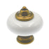 Hickory Hardware English Cozy White & Lancaster - Pomo redondo de latón pulido a mano con vástago de porcelana de 1 1/4 pulgadas P8086-W
