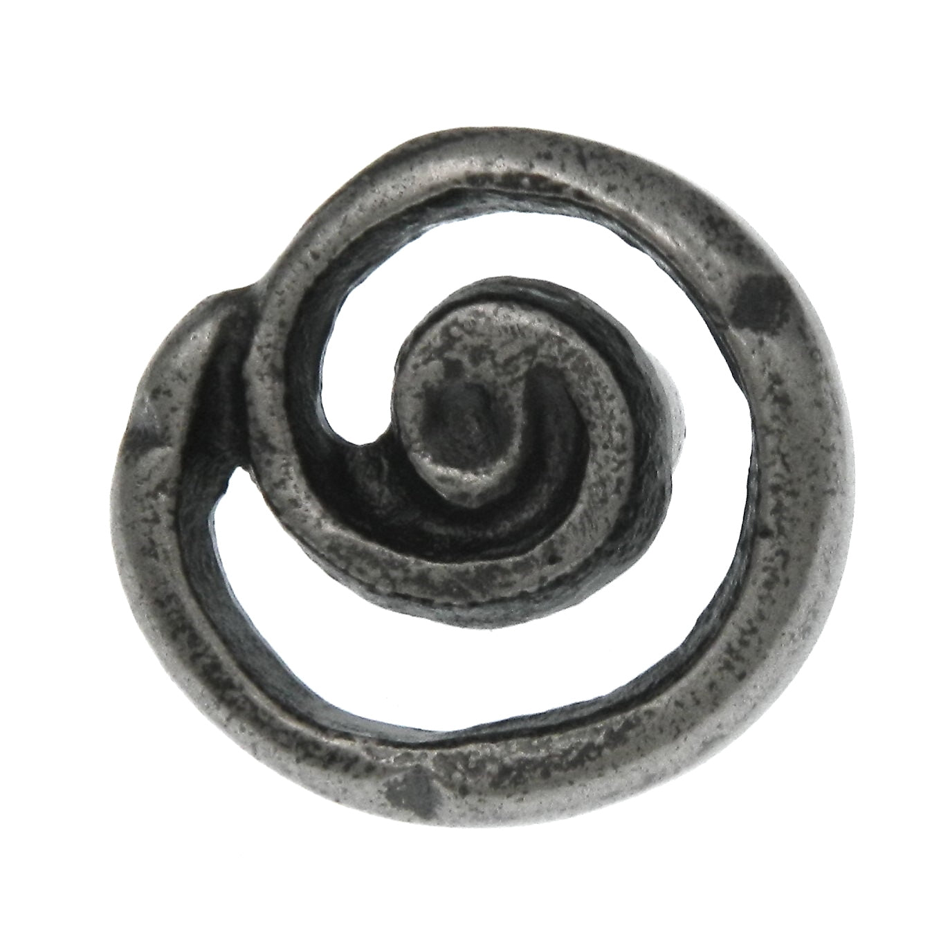 Keeler Artifacts P9870-AP - Perilla para gabinete de latón macizo con forma de remolino ovalado de peltre antiguo de 1 3/8"