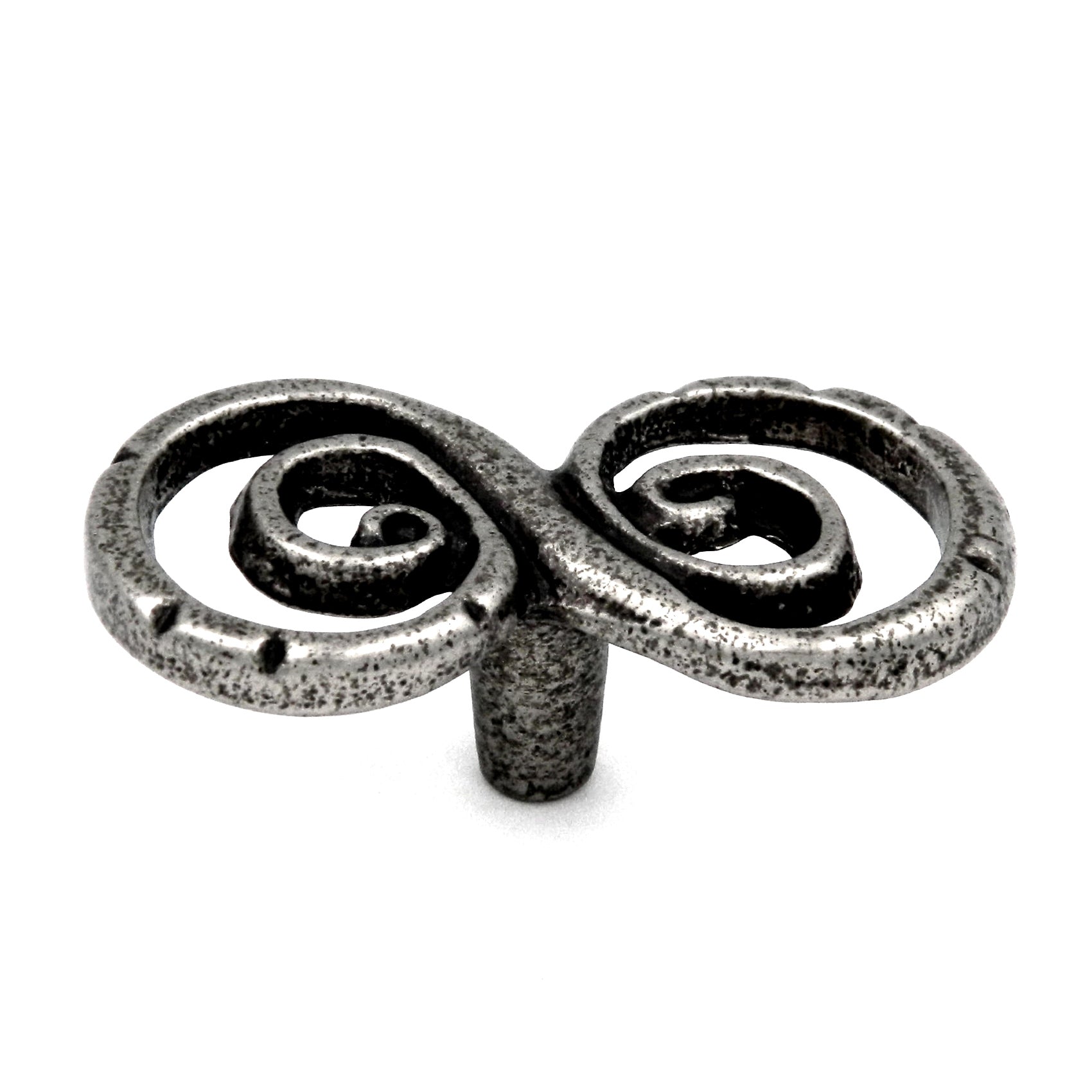 Keeler Artifacts P9871-AP - Pomo para gabinete de latón macizo, redondo, doble remolino, peltre antiguo, 2 5/8 pulgadas