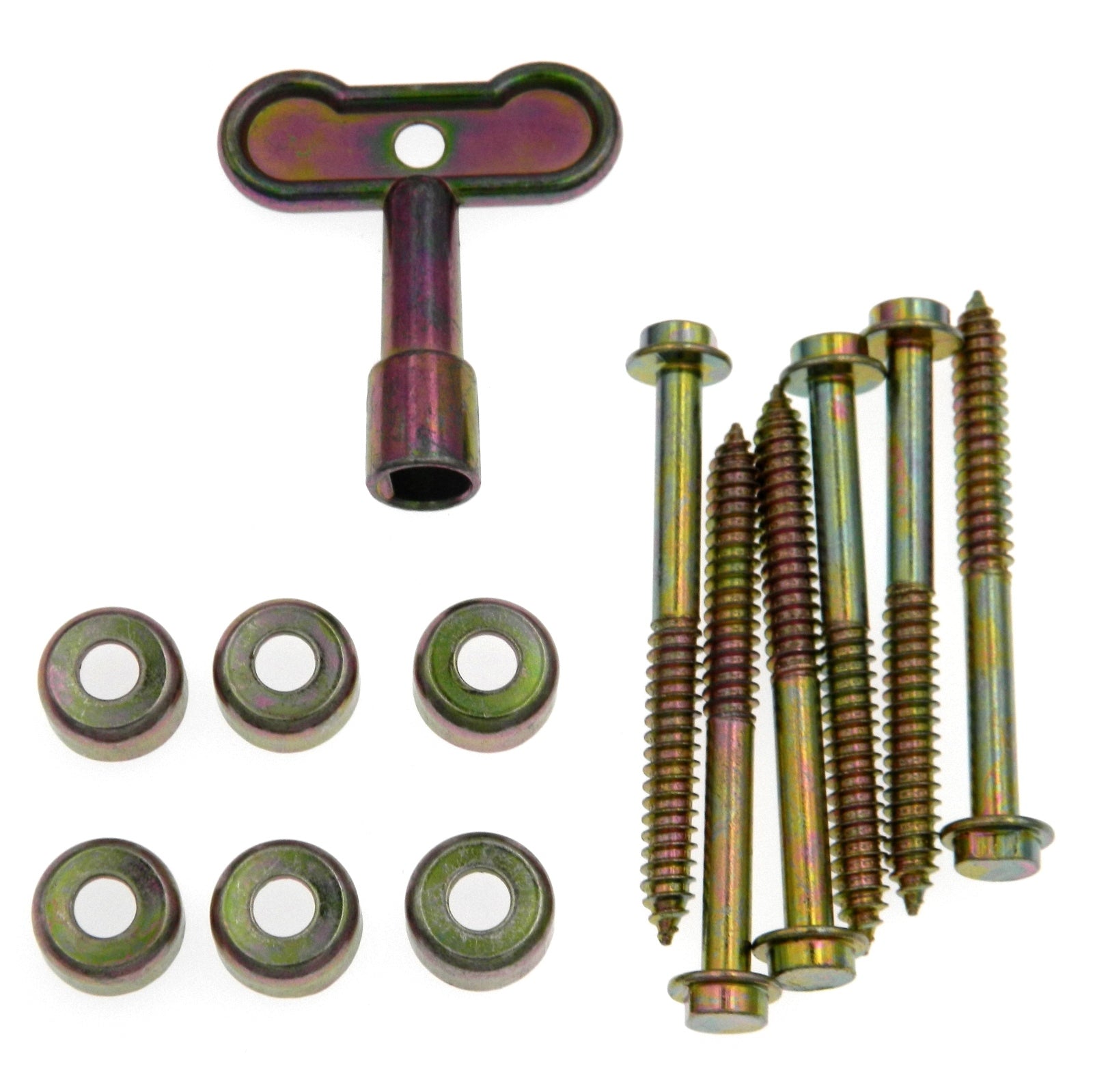 Juego de 6 cerraduras para ventanas de madera Warwick, llave en mano y pernos, latón pulido SH1053PB