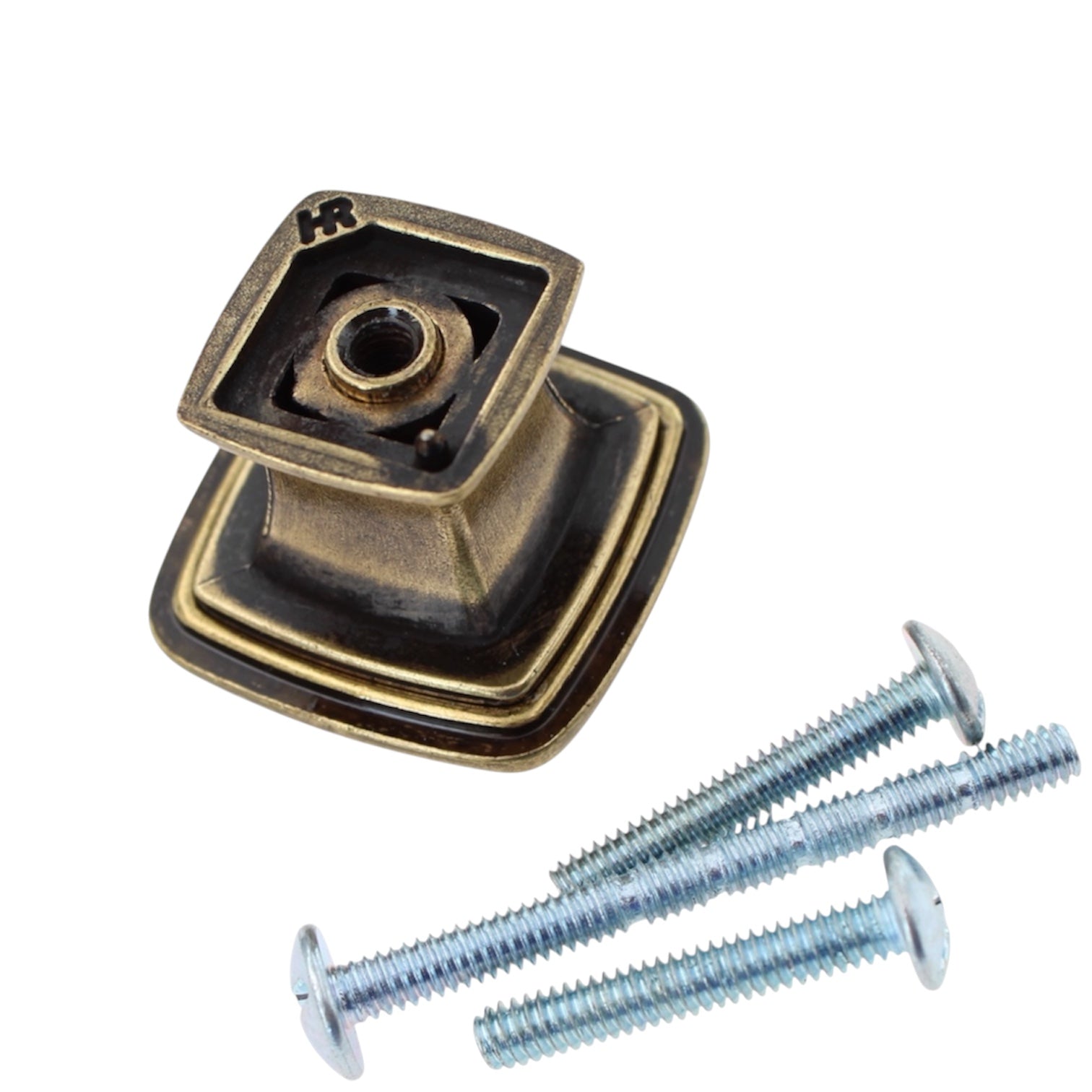 Jeffrey Alexander Milan 1 3/16" Square Knob Light Destress Antique Brass 1093