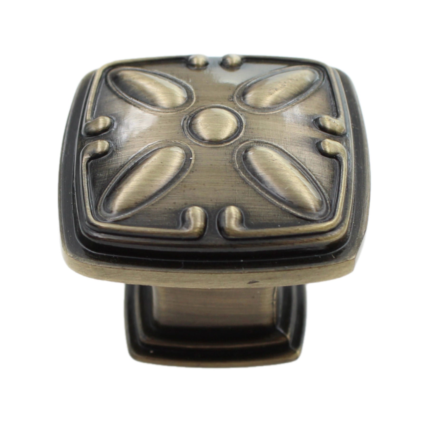 Jeffrey Alexander Milan 1 3/16" Square Knob Brushed Antique Brass 1093AB