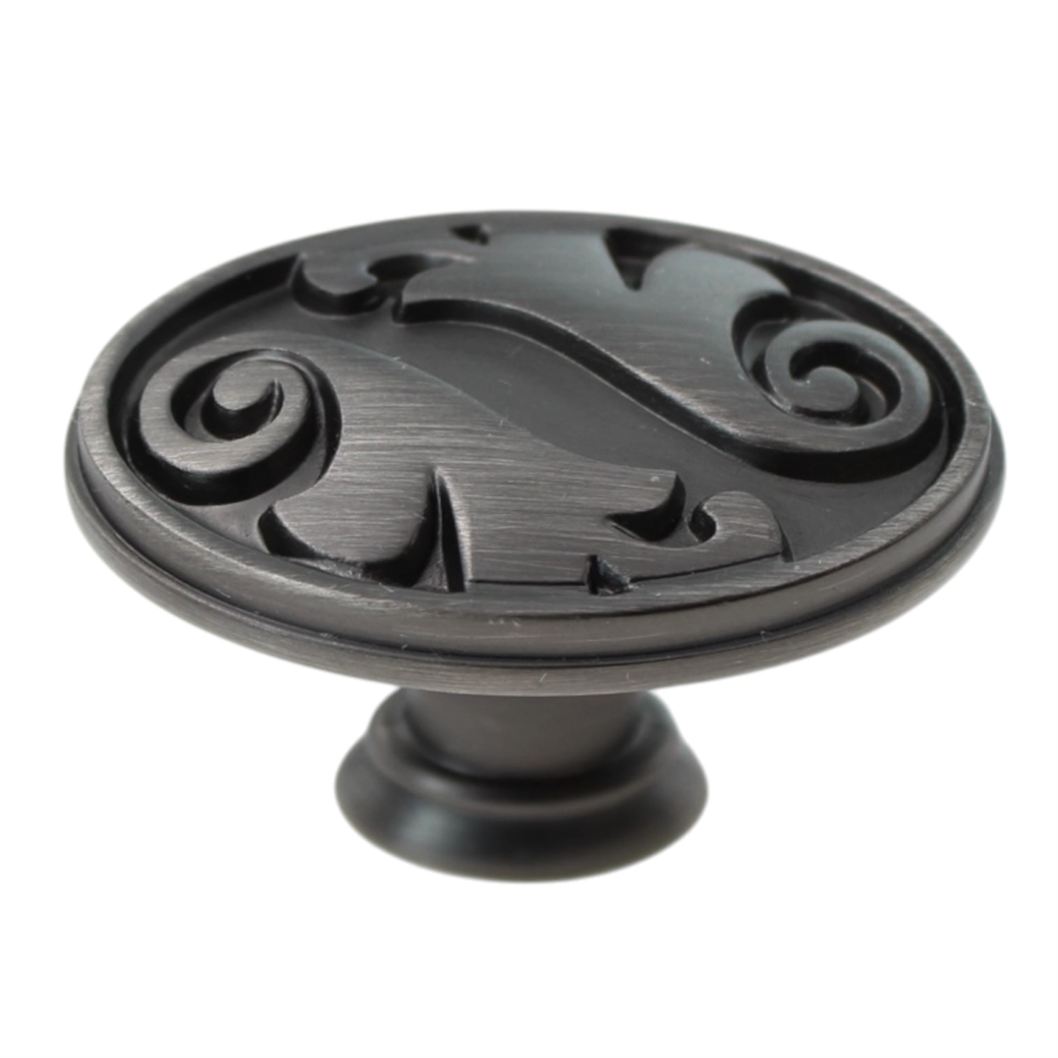 Jeffrey Alexander Regency Ivy Leaf 1 9/16" Oval Knob Brushed Pewter 1097