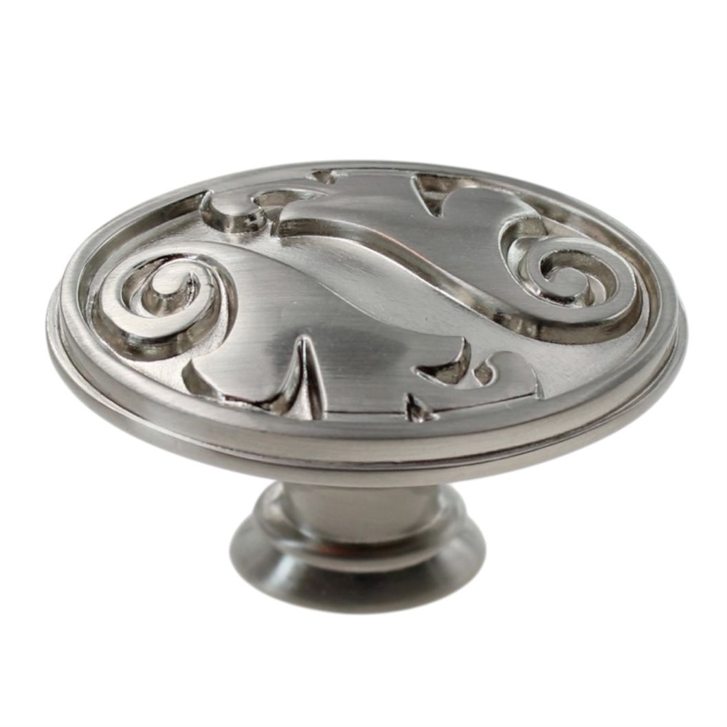 Jeffrey Alexander Regency Ivy Leaf 1 9/16" Oval Knob Satin Nickel 1097