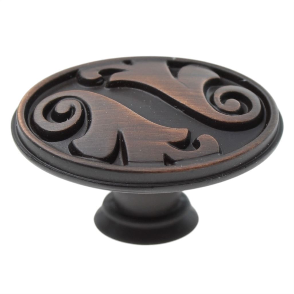 Jeffrey Alexander Regency Ivy Leaf 1 9/16" Oval Knob Brush Oil Rub Bronze 1097