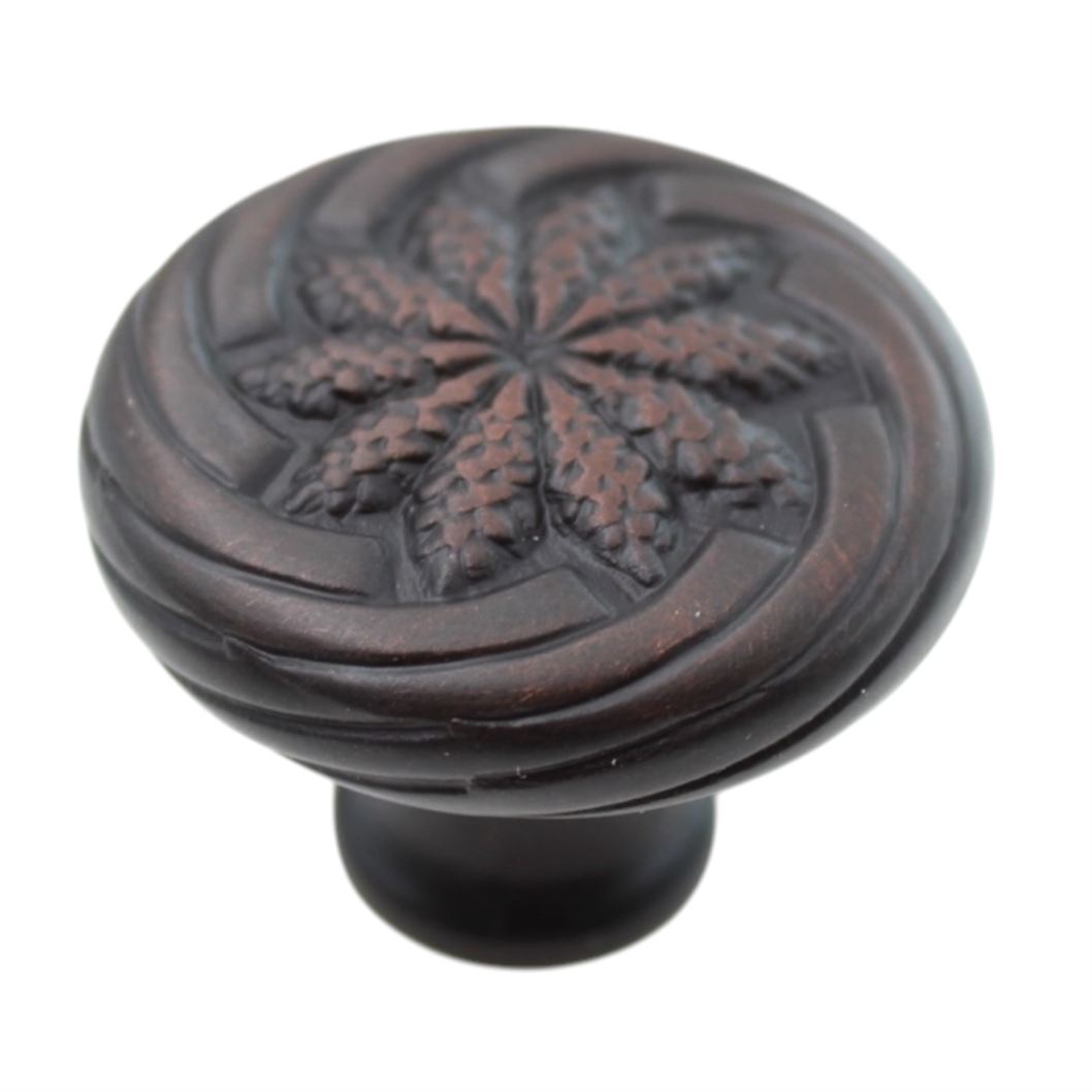 Jeffrey Alexander Palermo Flower 1 1/8" Round Knob Brushed Oil Rubbed Bronze 119
