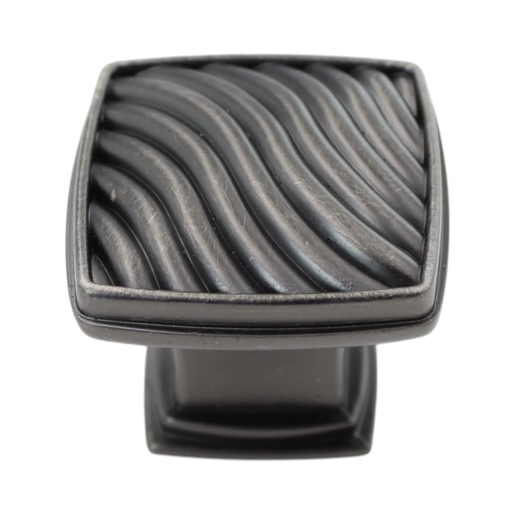 Jeffrey Alexander Encada Wave 1 3/16" Square Knob Brushed Pewter 123