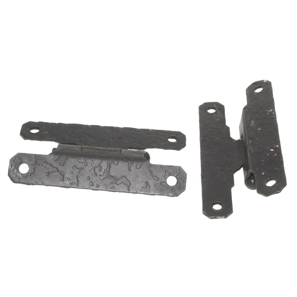 Pair McKinney Forged Iron Hammered 3/8" Offset "H" Hinges Dead Black 12724-DB