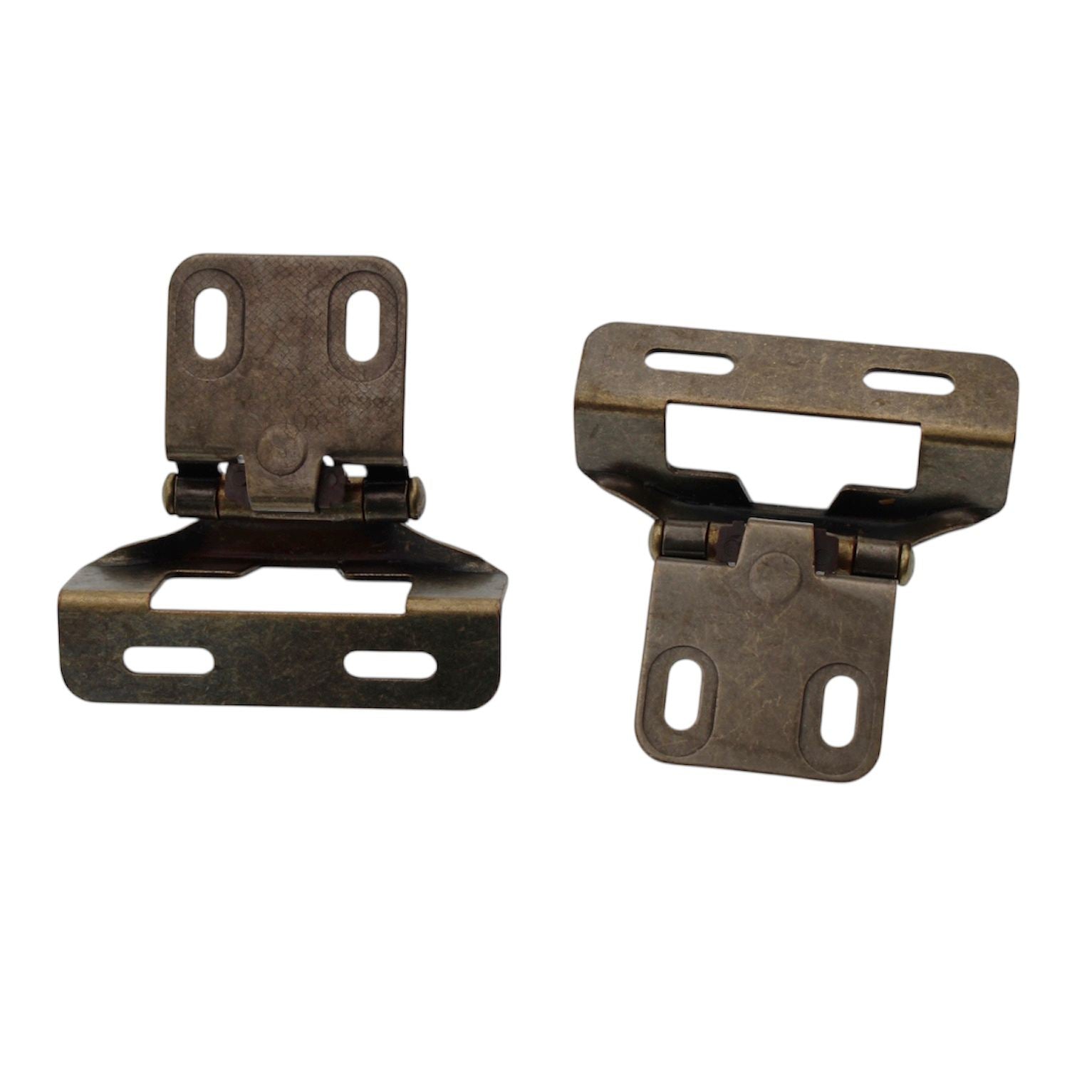 Pair Antique Brass Partial Wrap Hinges 1/2" Overlay Self-Closing AP 1295-AB