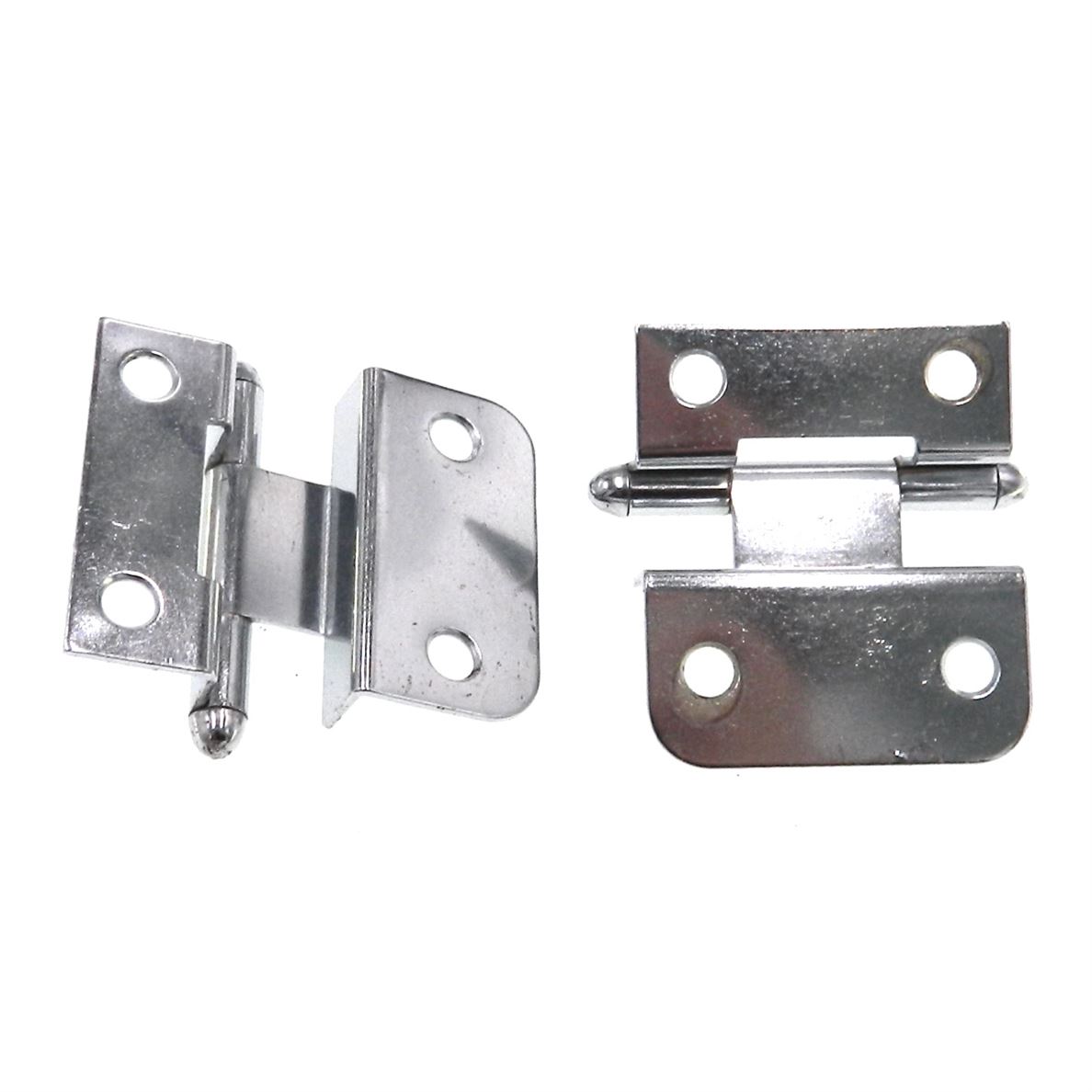 Pair of Stanley Polished Chrome 3/8" Inset Partial Wrap Bullet Tip Hinges 1532