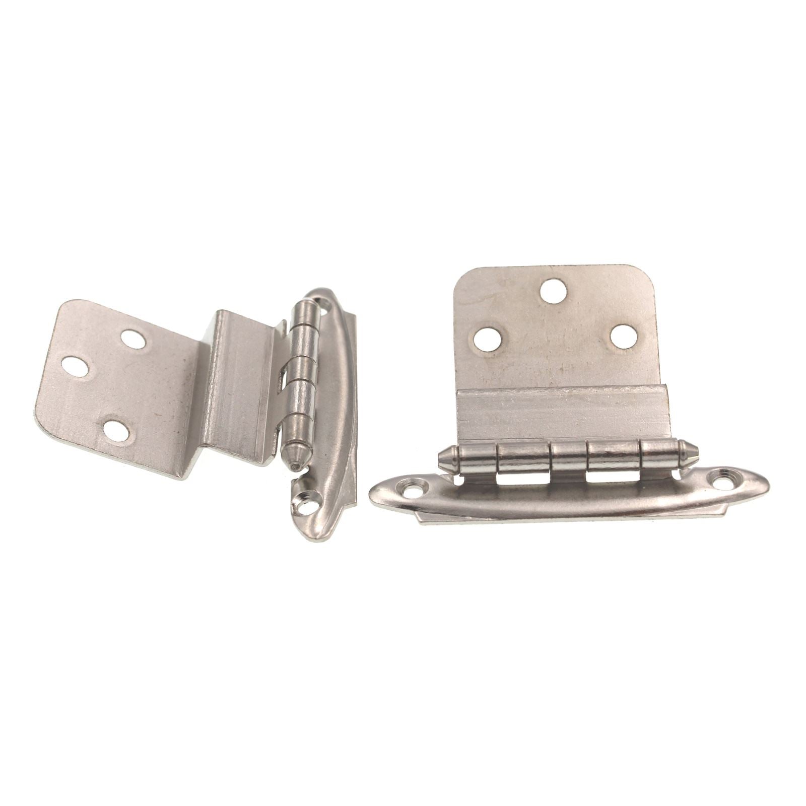 Pair of 3/8" Inset Hinges 1/2" Lip Overlay Face Mount Satin Nickel 15T-SN