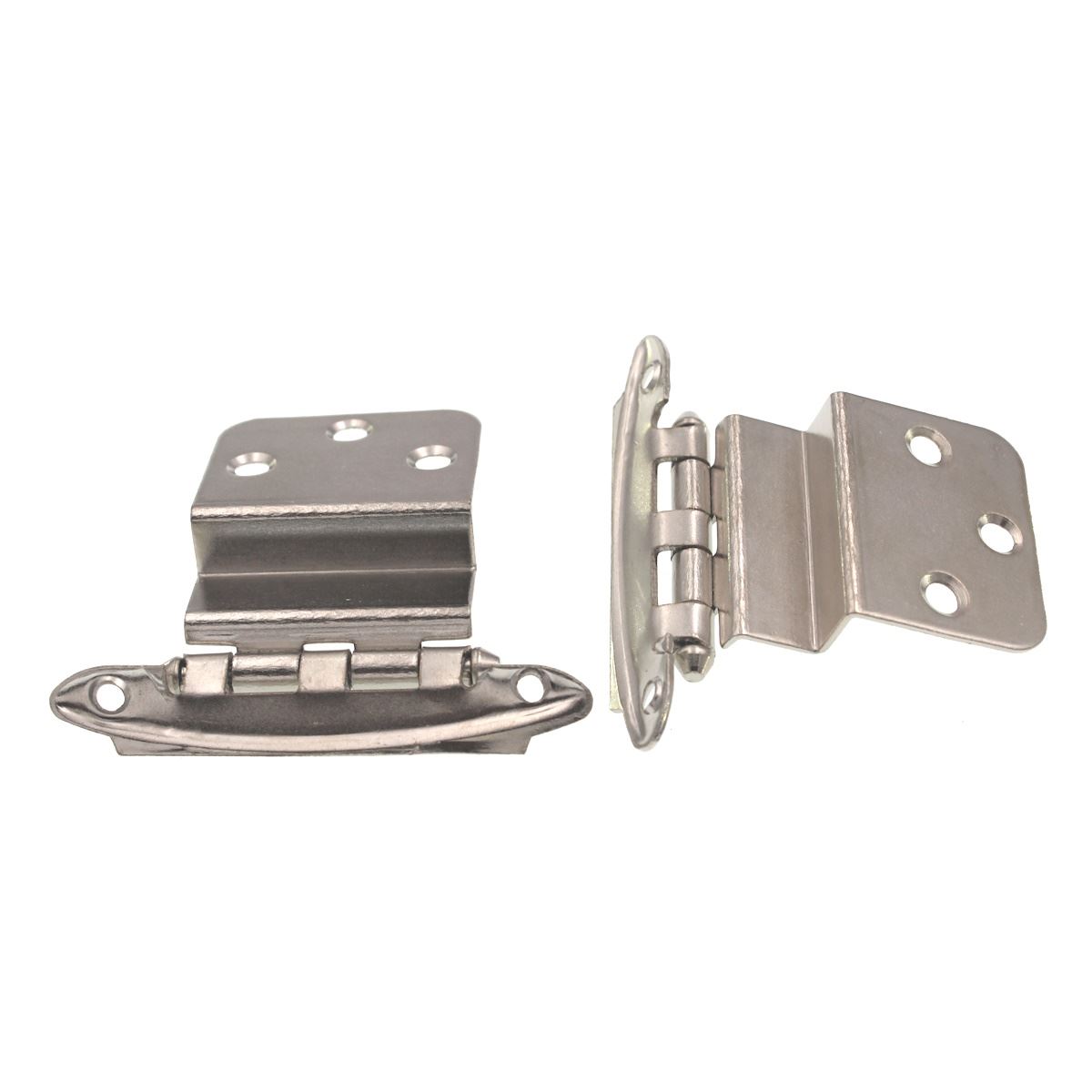 Pair of 3/8" Inset Hinges 1/2" Lip Overlay Face Mount Satin Nickel 15T-SN