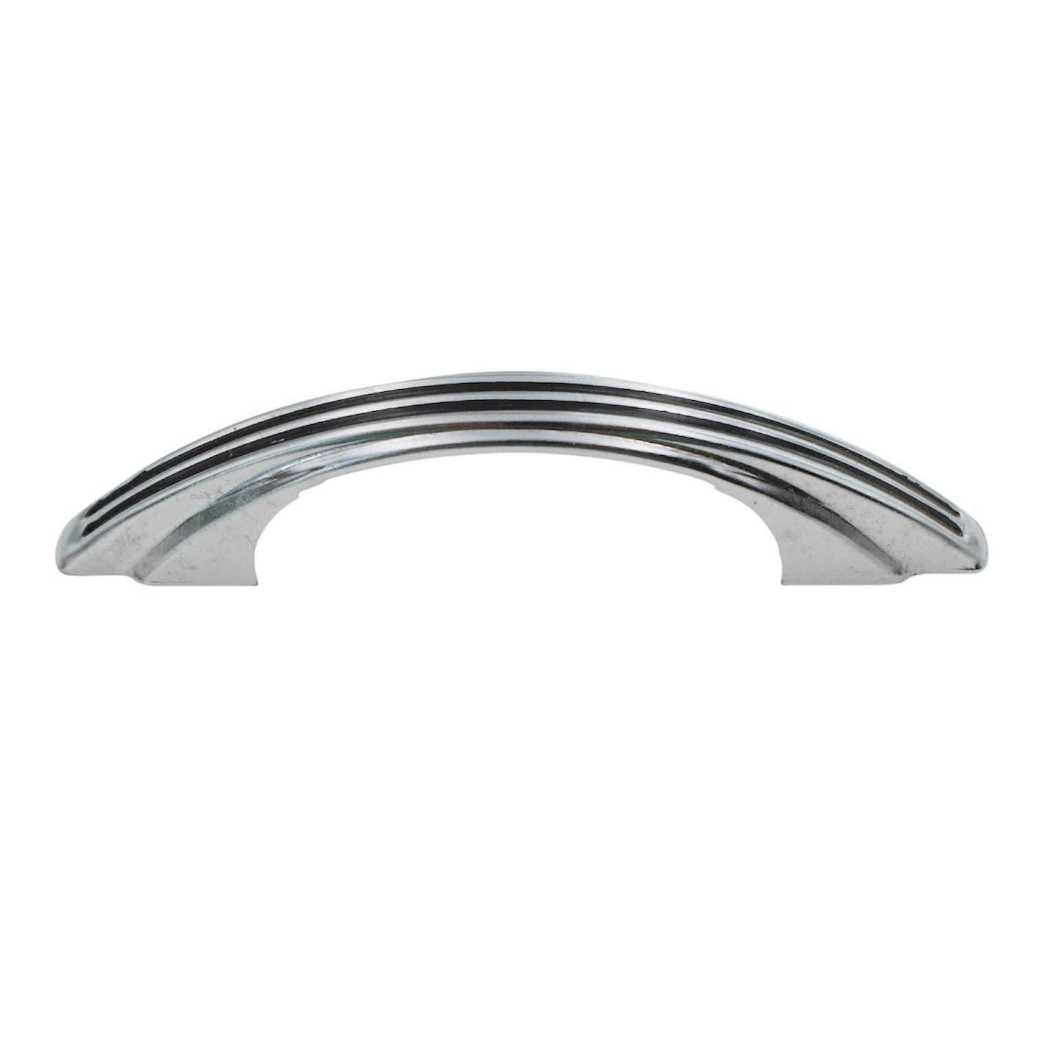 Vintage Chrome Steel Cabinet Pull Black Lines 4 1/2 Inch Length NB201