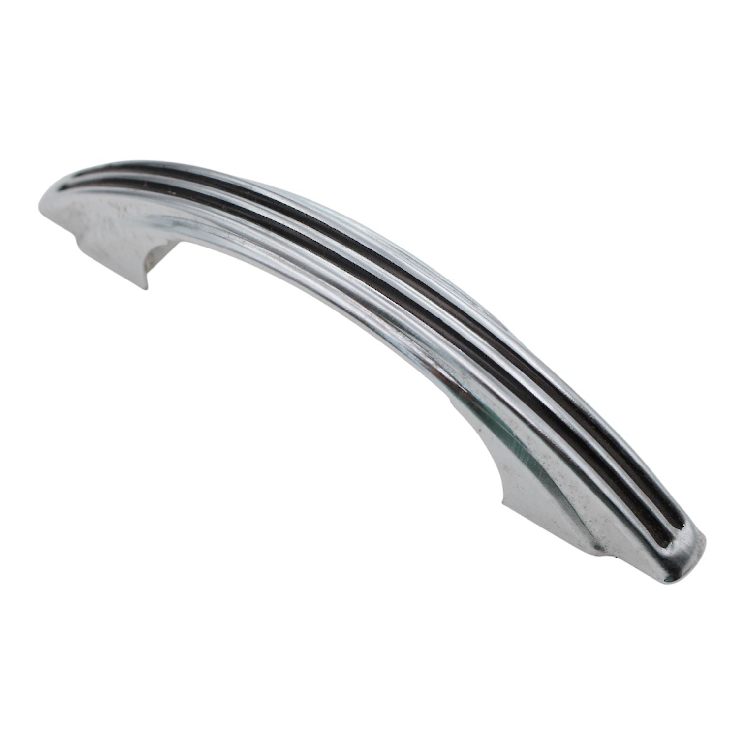 Vintage Chrome Steel Cabinet Pull Black Lines 4 1/2 Inch Length NB201