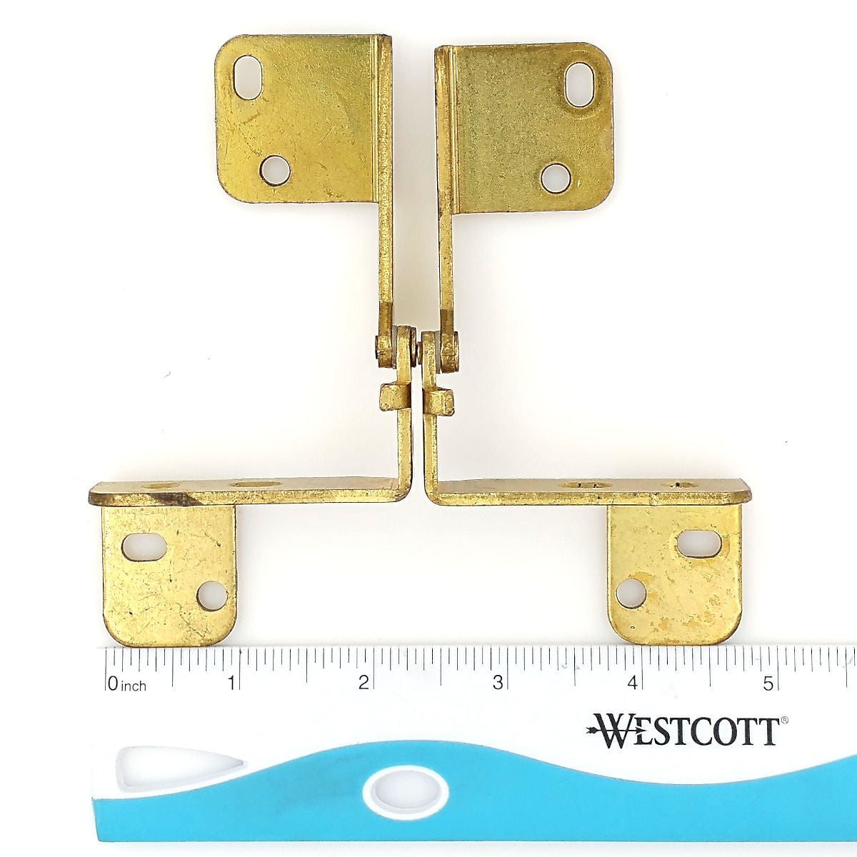 Bright Brass Overlay Pivot Pin Cabinet Hinges Top and Bottom Heavy Duty 2033-3