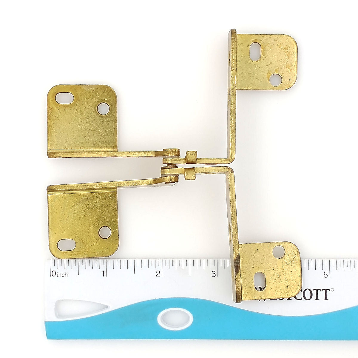 Bright Brass Overlay Pivot Pin Cabinet Hinges Top and Bottom Heavy Duty 2033-3