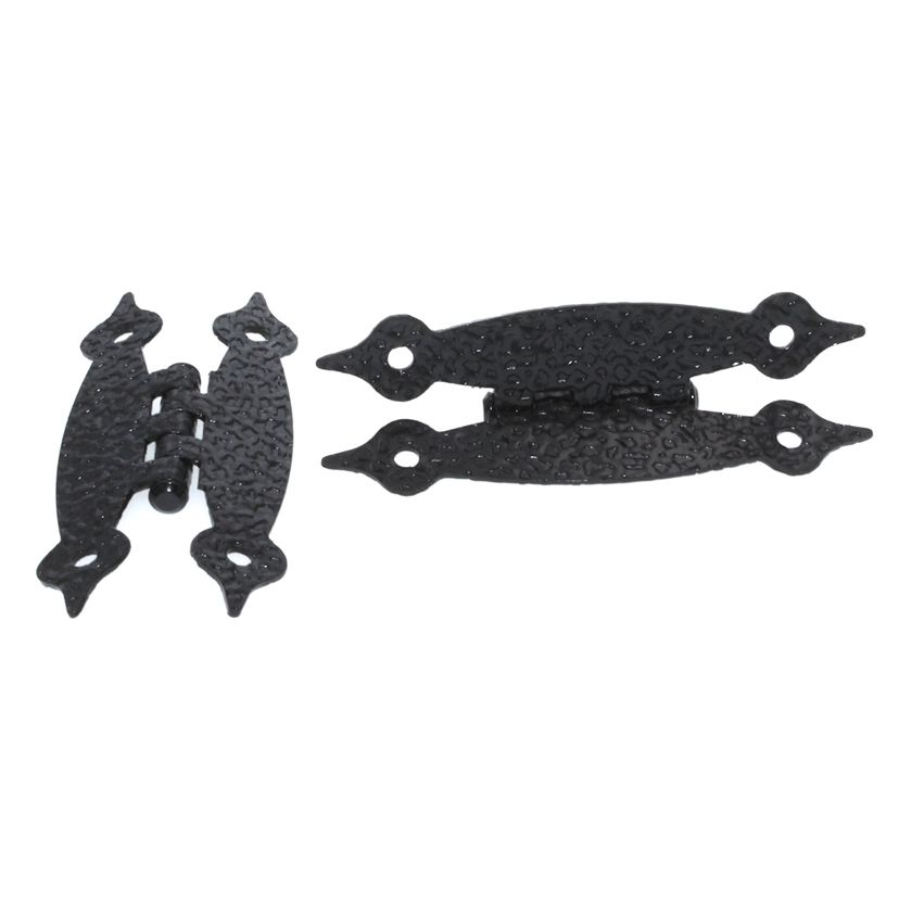 Pair Laurey Surface Mount Colonial Black Hammered Flush "H" Cabinet Hinges 21114