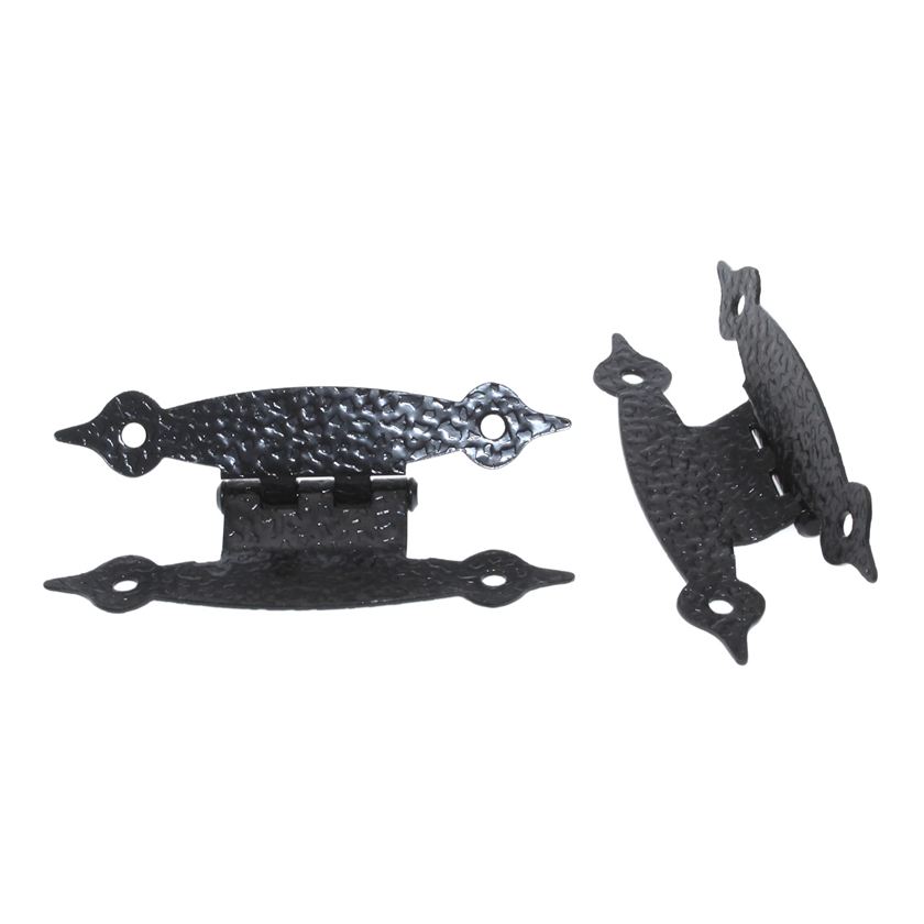 Pair of 3/8" Offset Hammered Colonial Black Cabinet "H" Hinges 21314