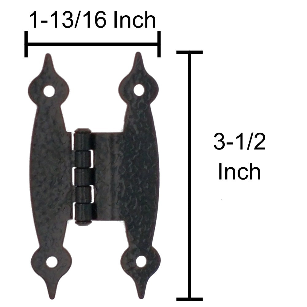 Pair of 3/8" Offset Hammered Colonial Black Cabinet "H" Hinges 21314
