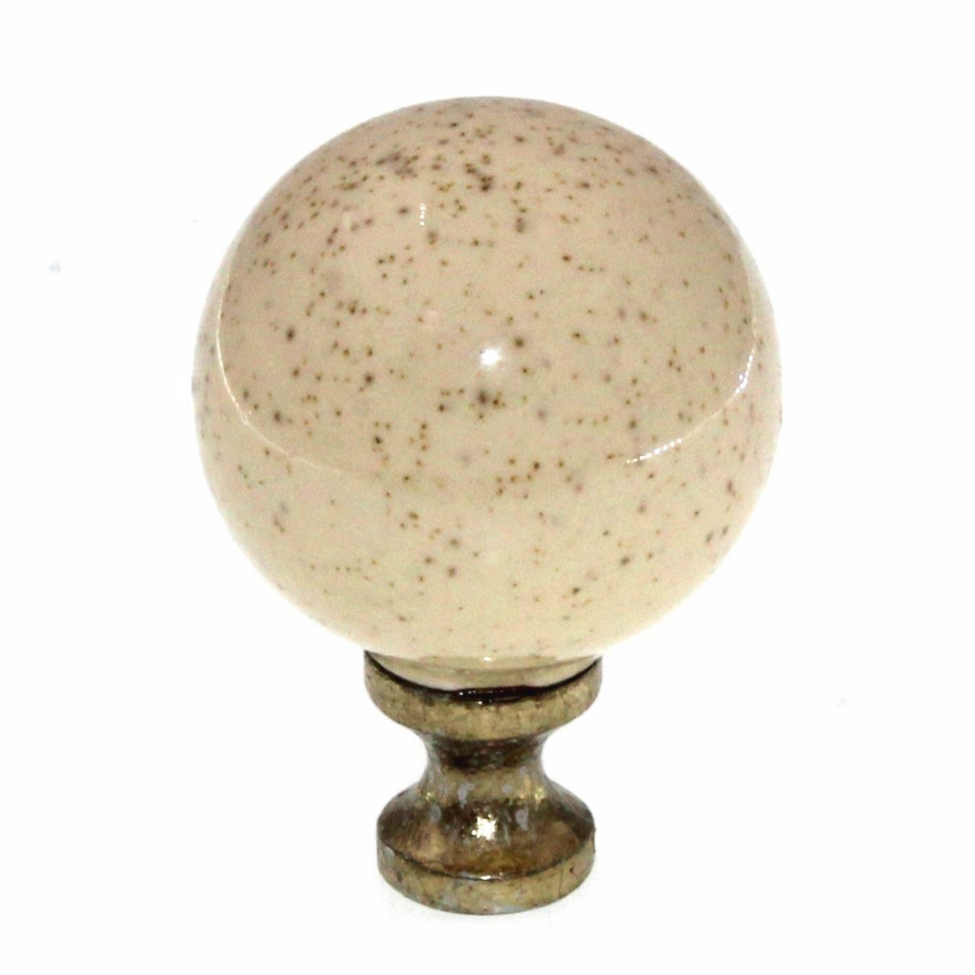 Vintage Style 1 1/4 inch Round Ball Cabinet Knob Oatmeal With Brass Base 219BOM
