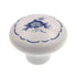 221DEL White with Blue Flower 1 1/2" Mushroom Cabinet Knob Pull Amerock Hardware