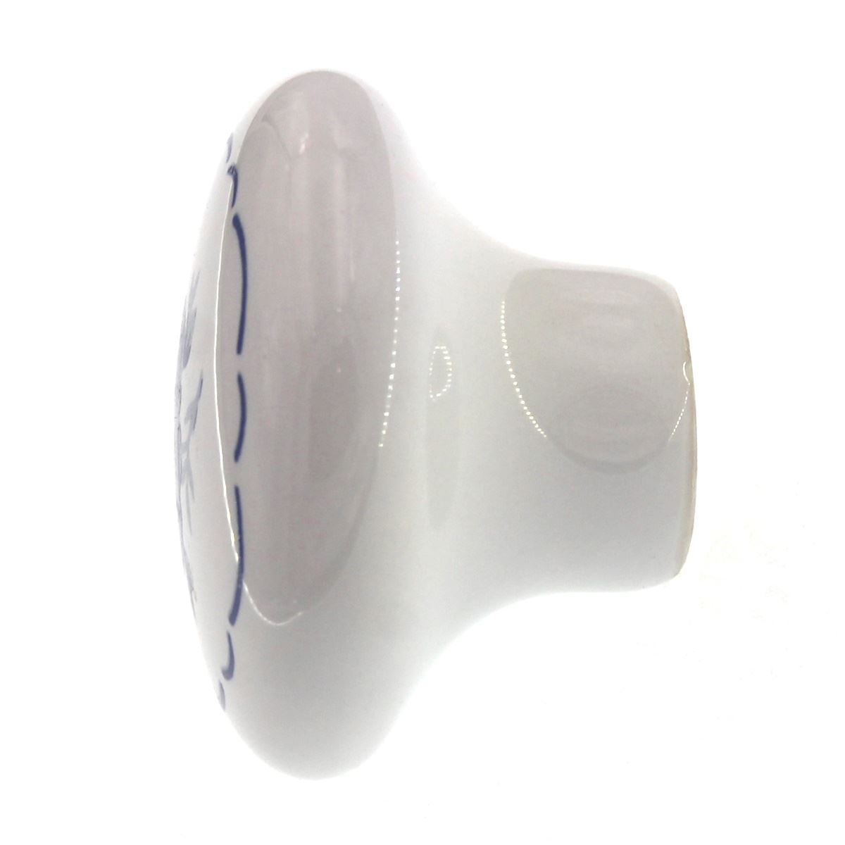 221DEL White with Blue Flower 1 1/2" Mushroom Cabinet Knob Pull Amerock Hardware