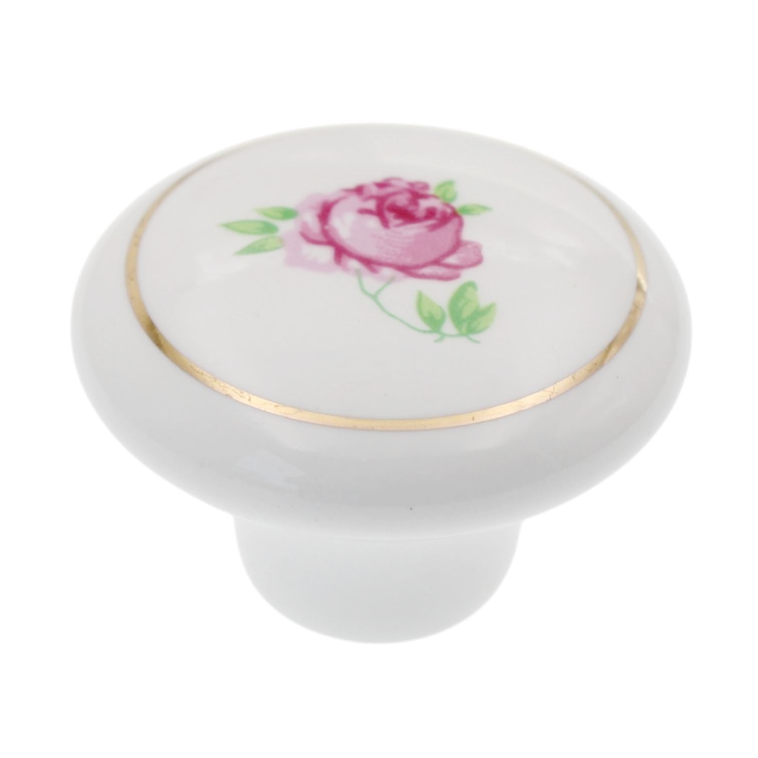 Amerock Allison 1 1/2" White Round Red Rose Porcelain Cabinet Knob 221WHT