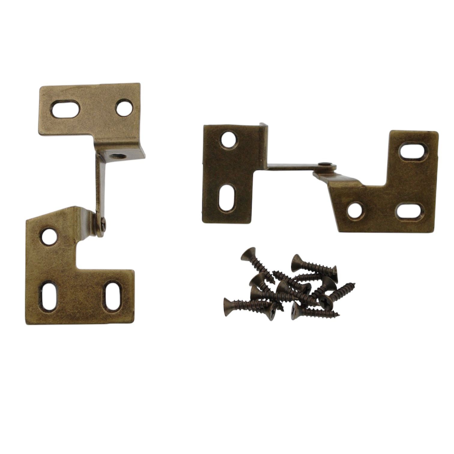 Pair of Jaybee Pivot Pin Overlay Cabinet Hinges 3/4" Frame Antique Brass 236-05