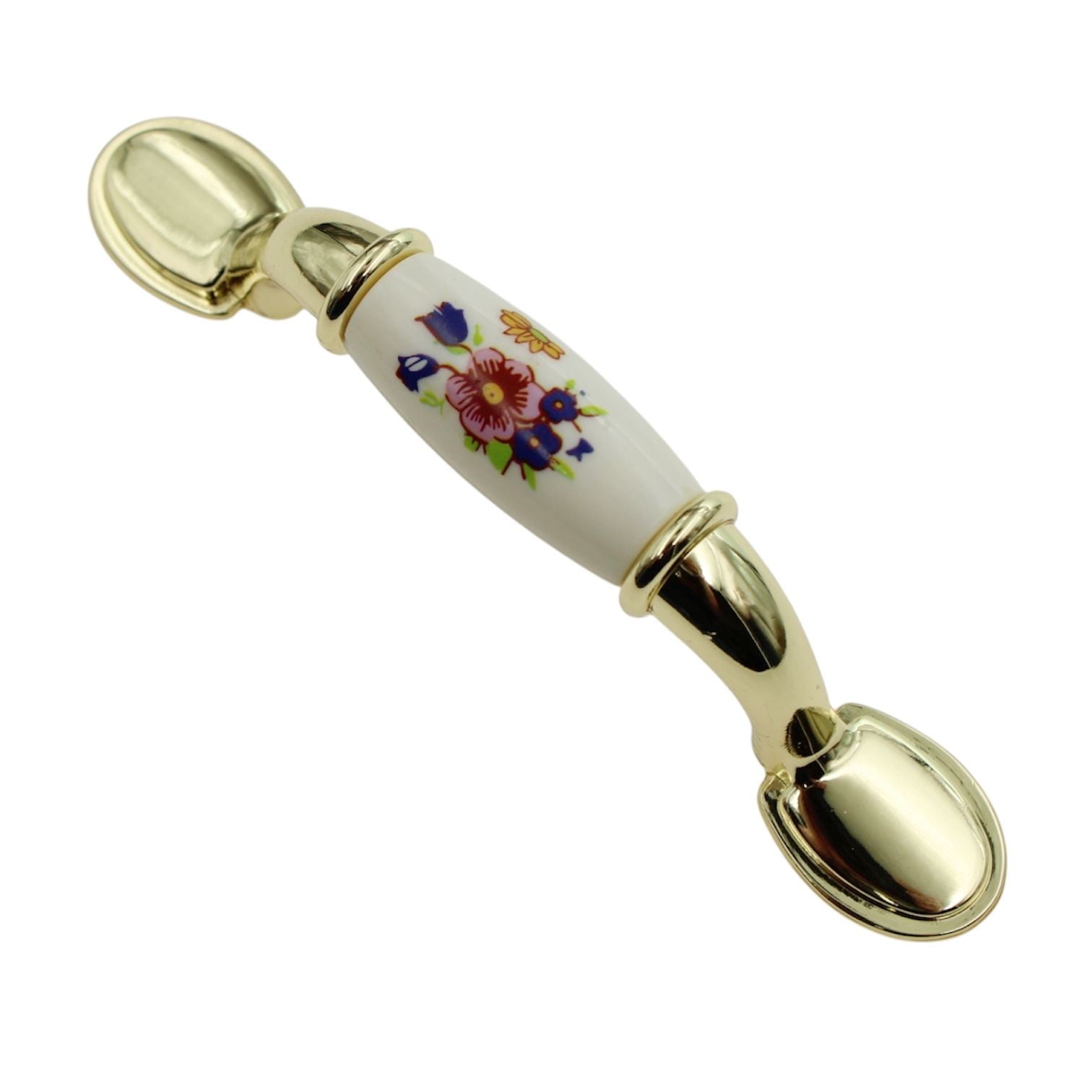 Amerock Allison 245FWP Polished Brass White 3"cc Arch Floral Cabinet Handle Pull
