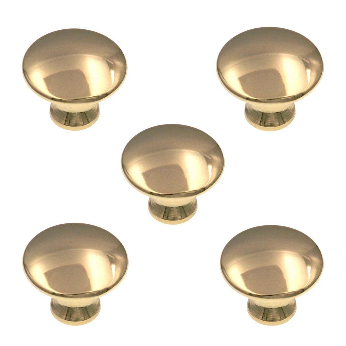 5 Pack Amerock Allison 1 1/4" Polished Brass Round Cabinet Knobs 255PB