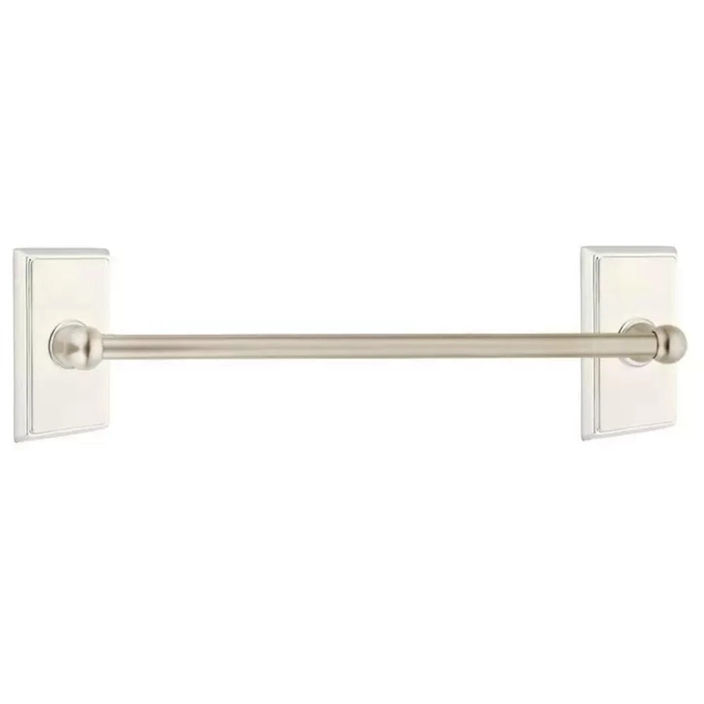 Emtek Traditional Brass Satin Nickel 24" Towel Bar #3 Rosette 26022