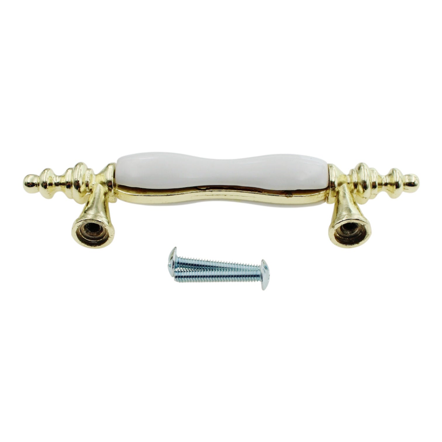 Amerock 264WPB Polished Brass 3" Ctr Cabinet Bar Pull White Ceramic Center